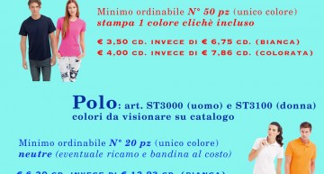 Promozione Polo e T-Shirt Febbraio/Marzo 2018